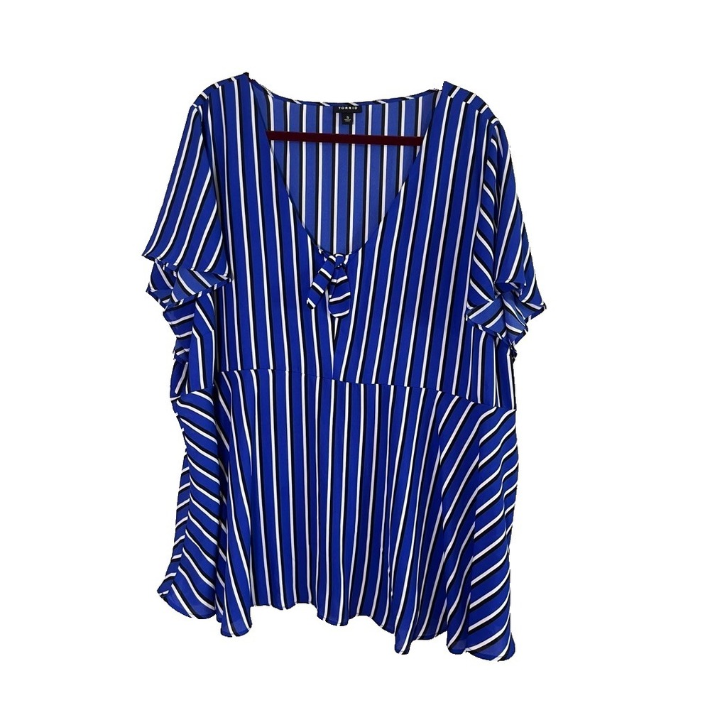 Colorful Striped Tunic Top 5X Coastal Nautical Classic Preppy Patriotic Retro